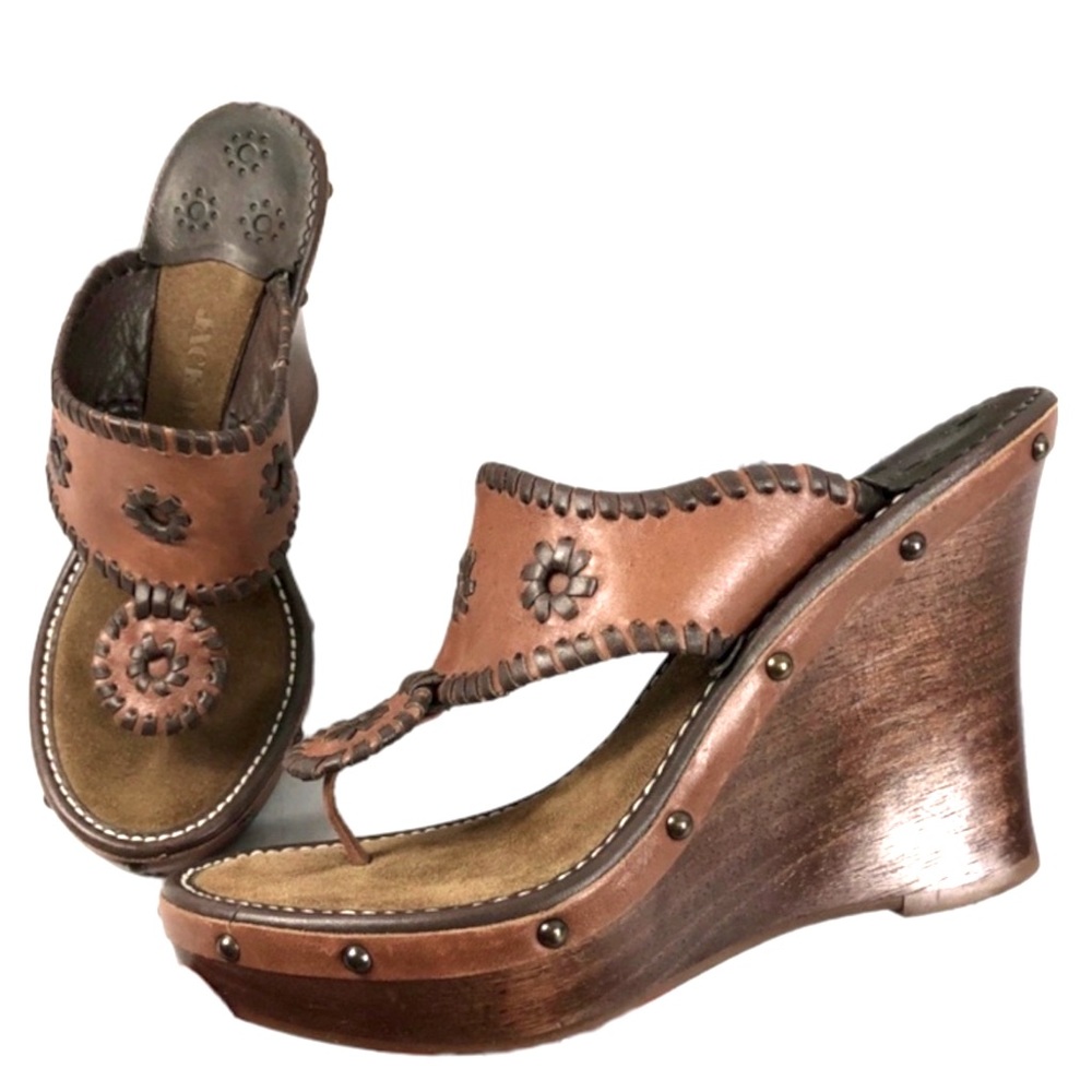 Jack Rogers Marbella Wood Wedge Heel Sandals